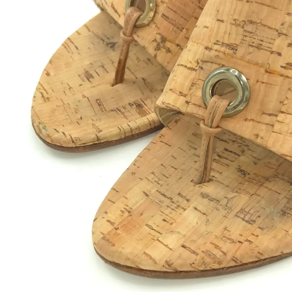 Stuart Weitzman Cork Mule Sandals Women's Size 8.5 Tan